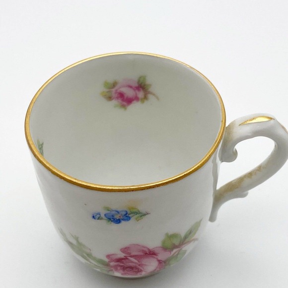 Schumann Arzberg Germany Demitasse Small Child Cup Saucer Set Rose Forget Me Not - Picture 4 of 13
